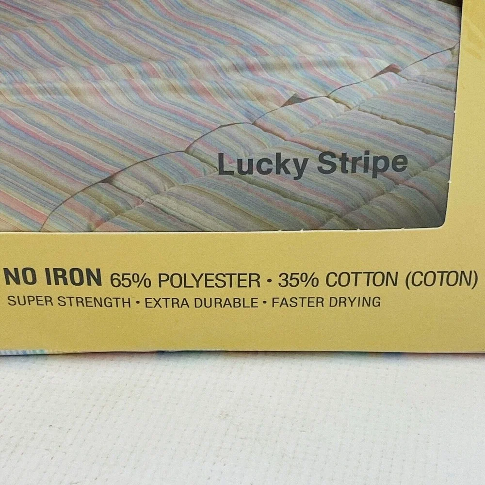 Vintage Thomaston Lucky Stripe Double Full Bed Sheet Set Pillowcases Flat Fitted
